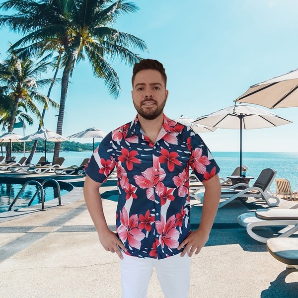 Camisa Havaiana Masculina Florida para Garçom Preços Jardim Everest - Camisa Havaiana Floral para Garçom